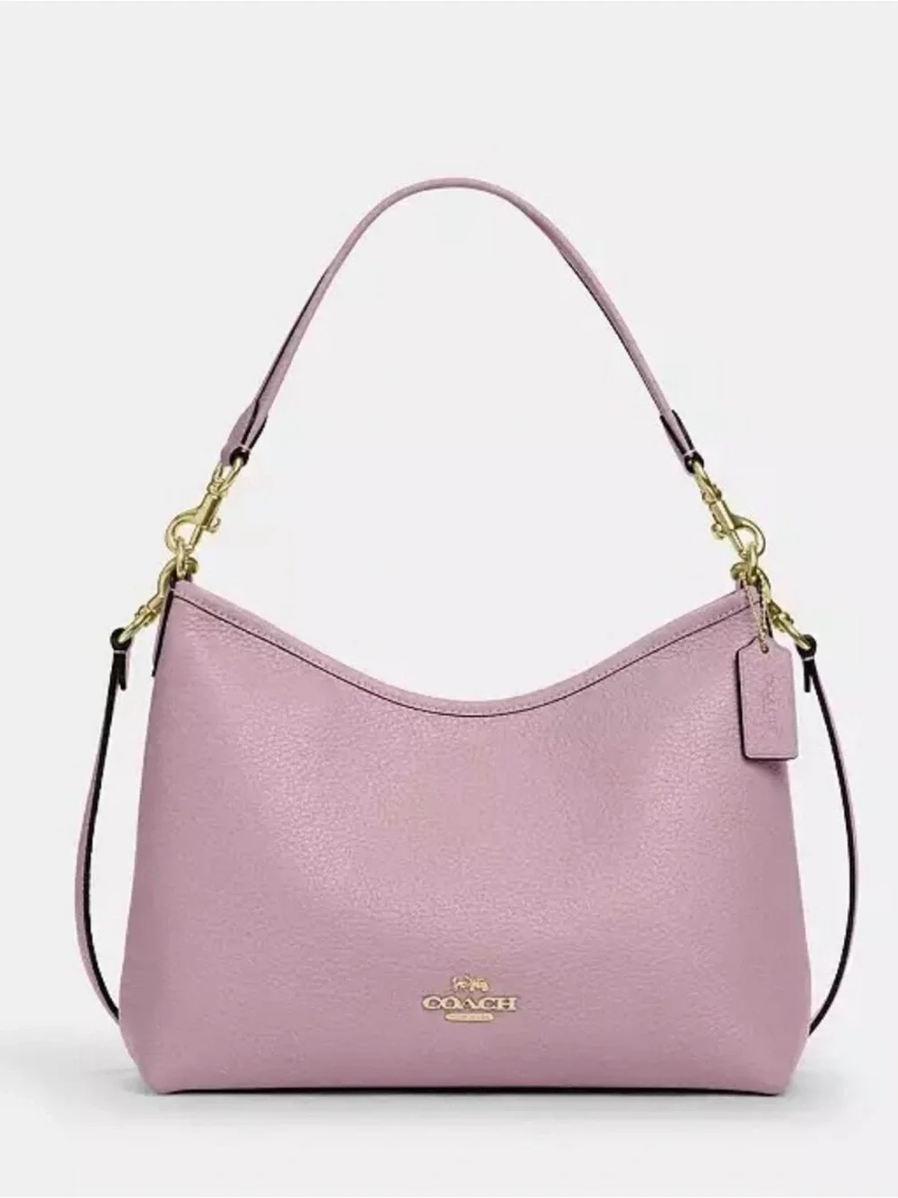 Coach Pebbled Leather Crossbody pink carnation